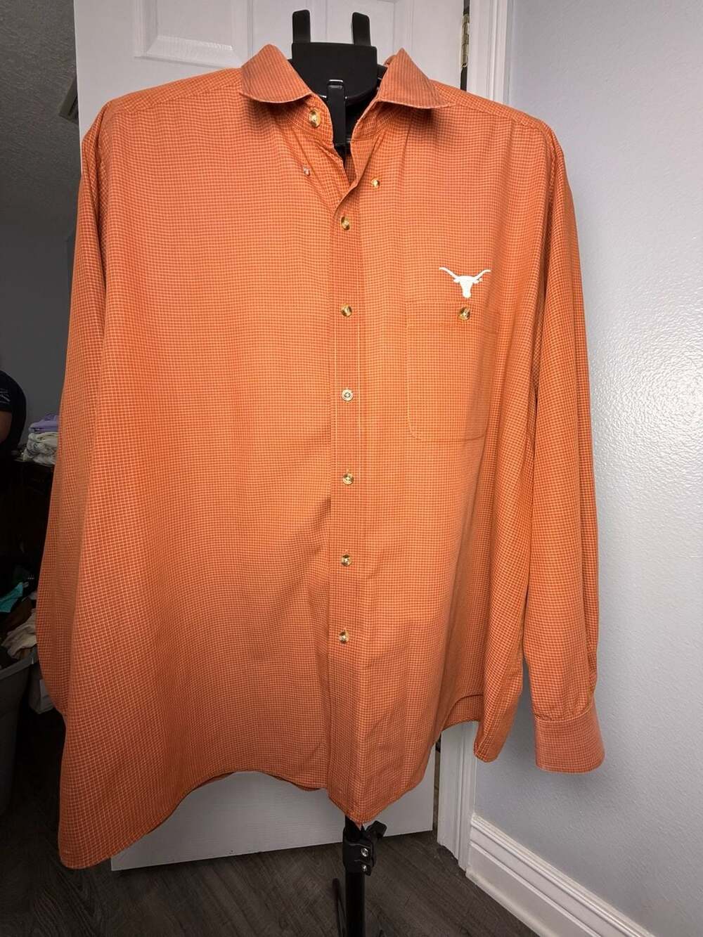Antigua Texas Longhorns Button-Down Shirt Size XL Orange Plaid Long Sleeve